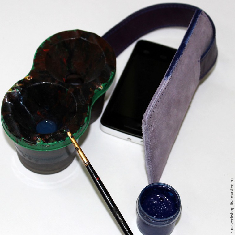 Изготовление чехла для мобильного телефона из натуральной кожи и спилка, фото № 27