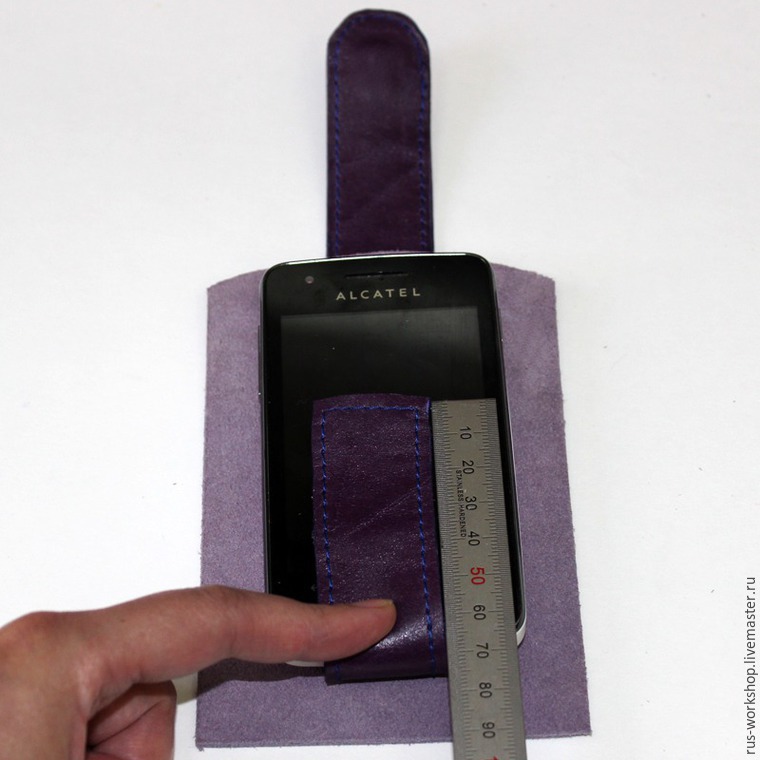 Изготовление чехла для мобильного телефона из натуральной кожи и спилка, фото № 20