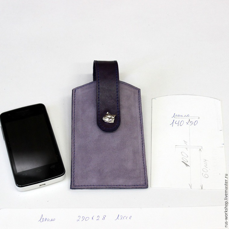 Изготовление чехла для мобильного телефона из натуральной кожи и спилка, фото № 28
