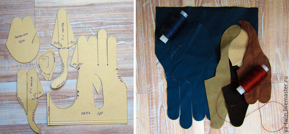 Кожаные перчатки с асимметричным рисунком с нуля, фото № 5