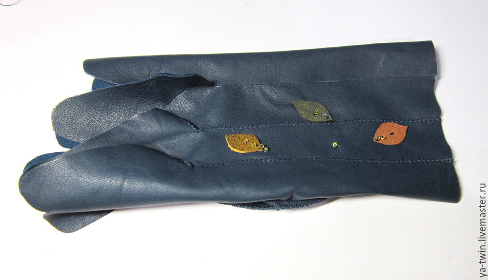 Кожаные перчатки с асимметричным рисунком с нуля, фото № 31