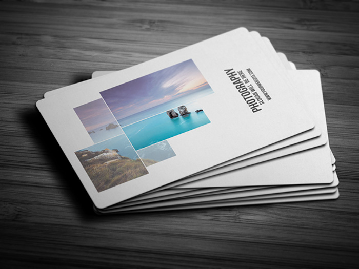 A stack of photography business cards by Landscape Shots