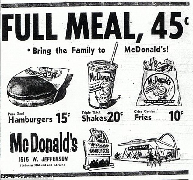 Cheap: How one of the original menus looked