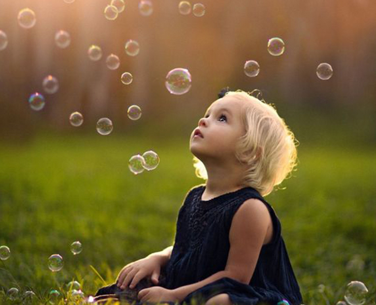 baby with bubbles